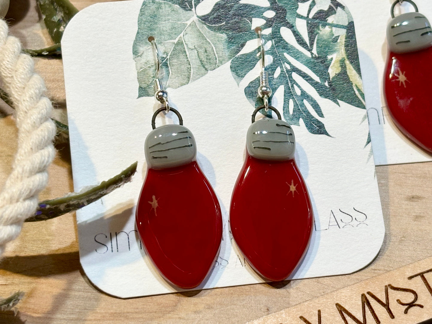 Christmas light glass earrings