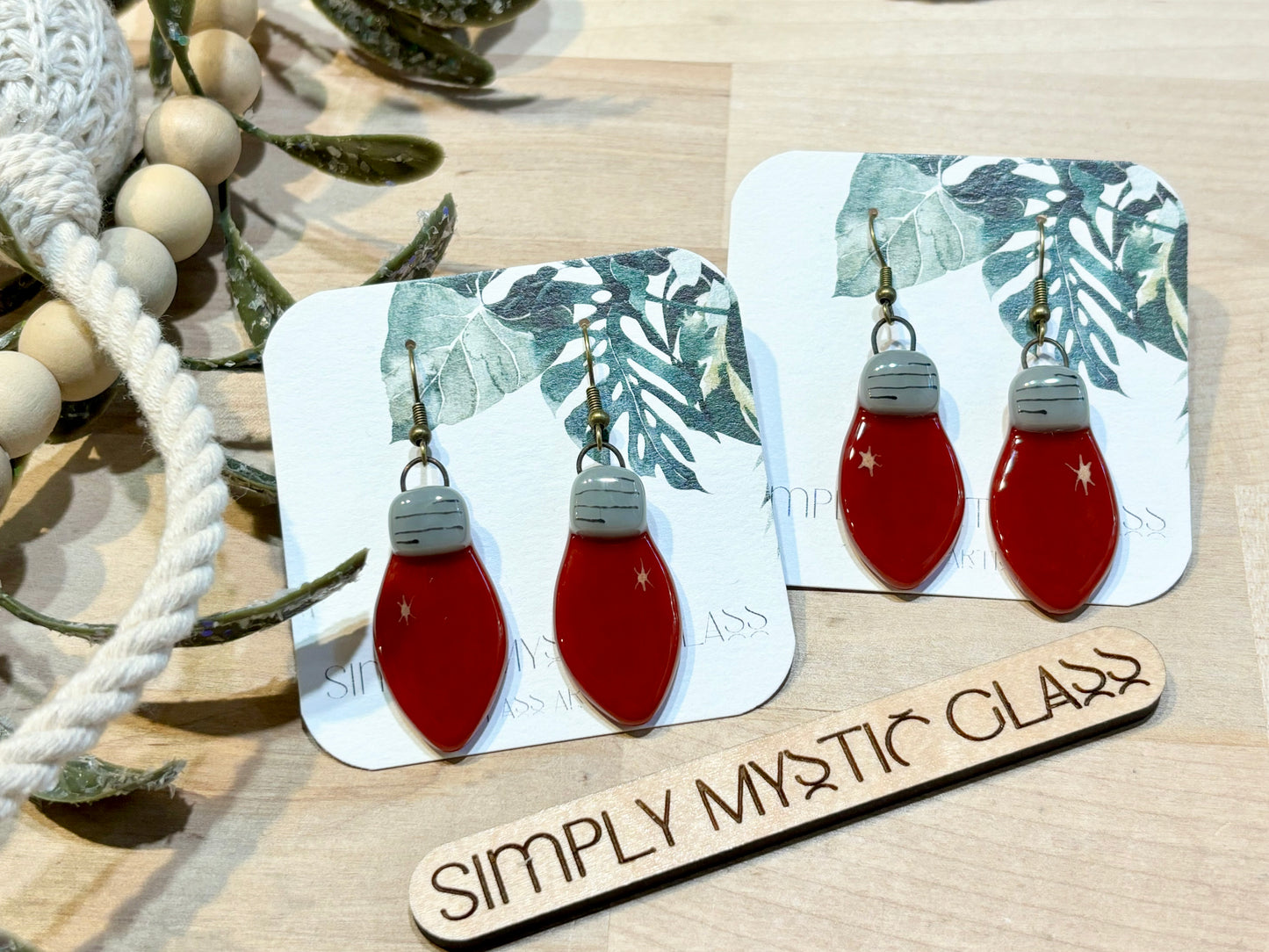 Christmas light glass earrings