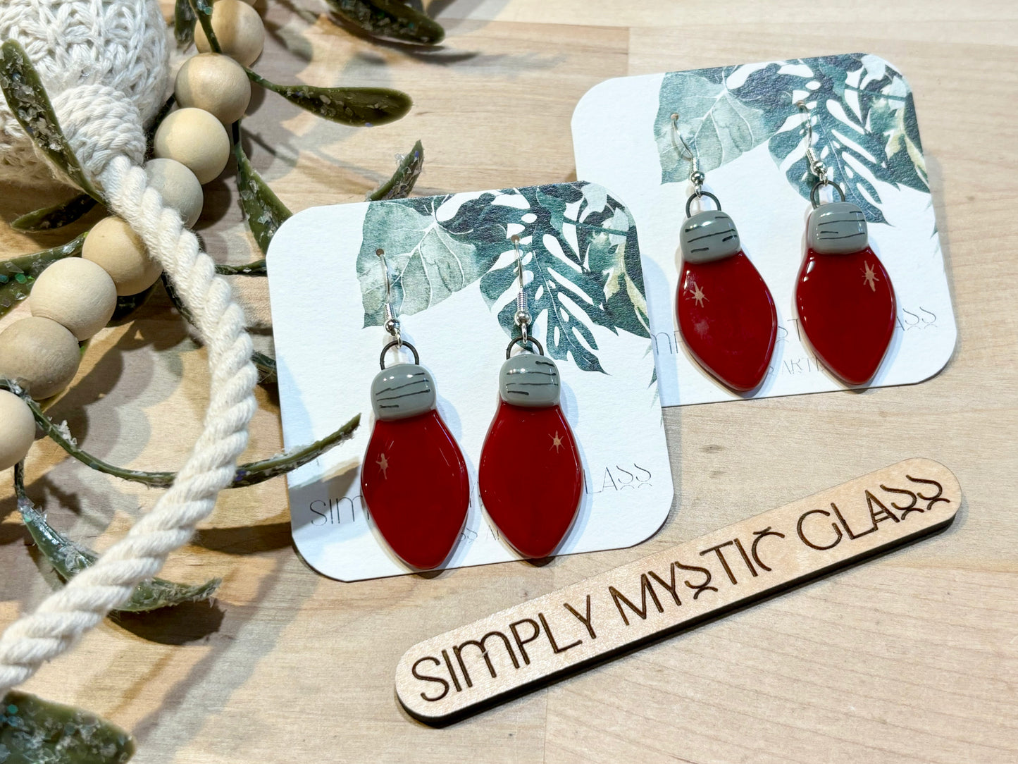Christmas light glass earrings
