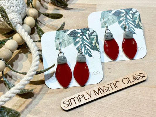 Christmas light glass earrings