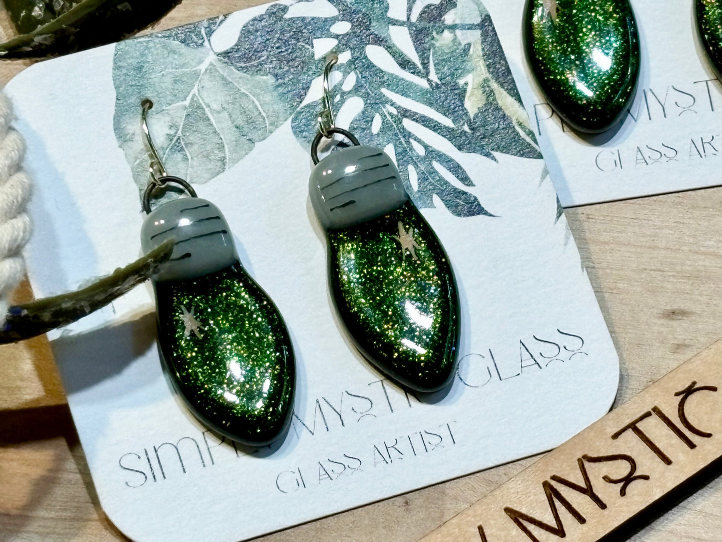 Christmas light glass earrings