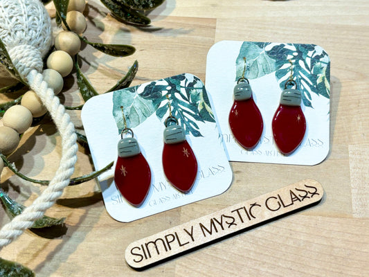 Christmas light glass earrings