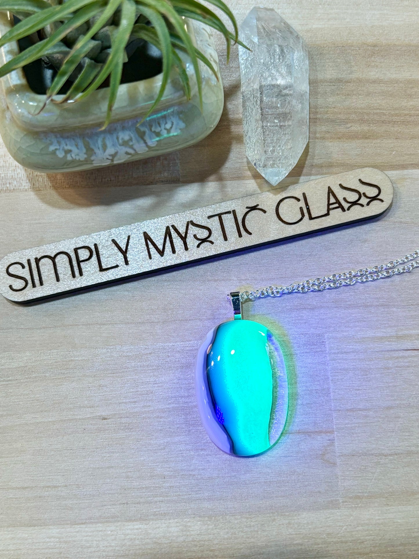 Glow in the dark glass necklace